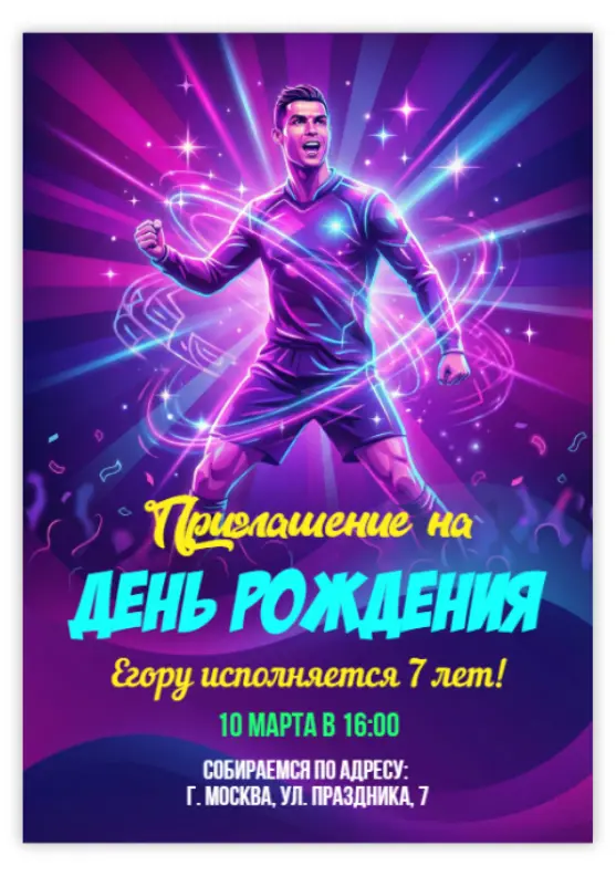 Приглашение на праздник в неоновых лучах