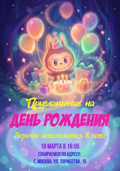 Приглашение на день рождения в стиле волшебного леса