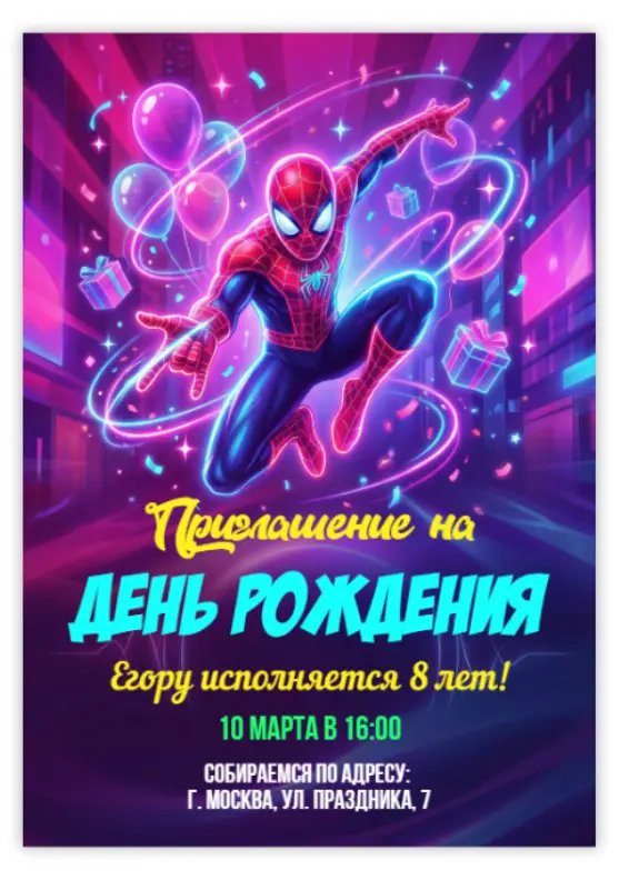 Приглашение на день рождения в стиле супергероя