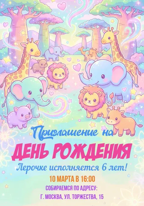 Приглашения с Жираф