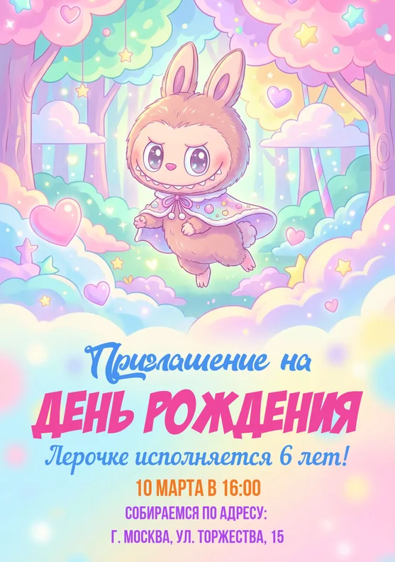 Приглашения на день рождения с каваи