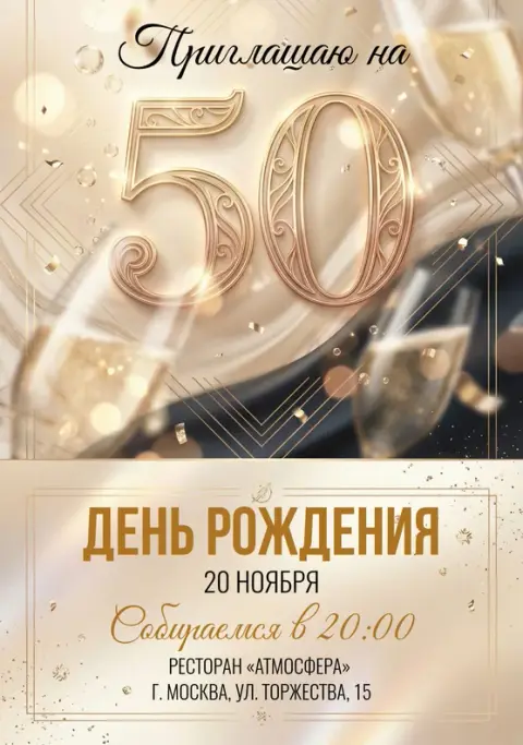 Приглашение на день рождения «50 лет»