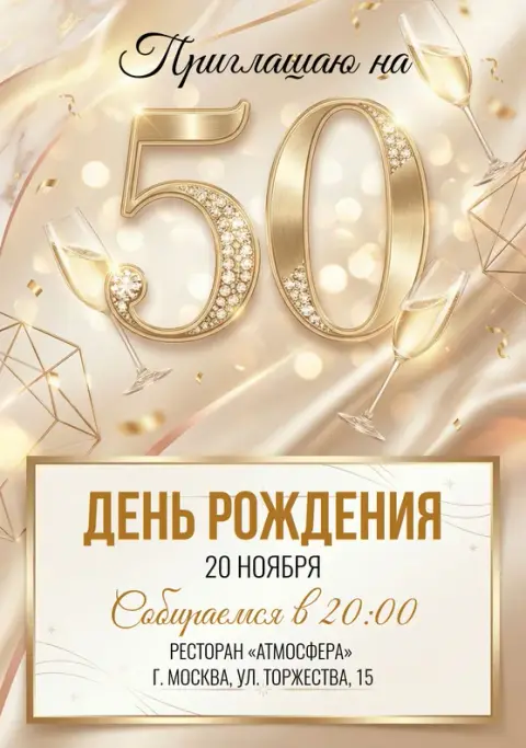 Приглашение на день рождения «50 лет»